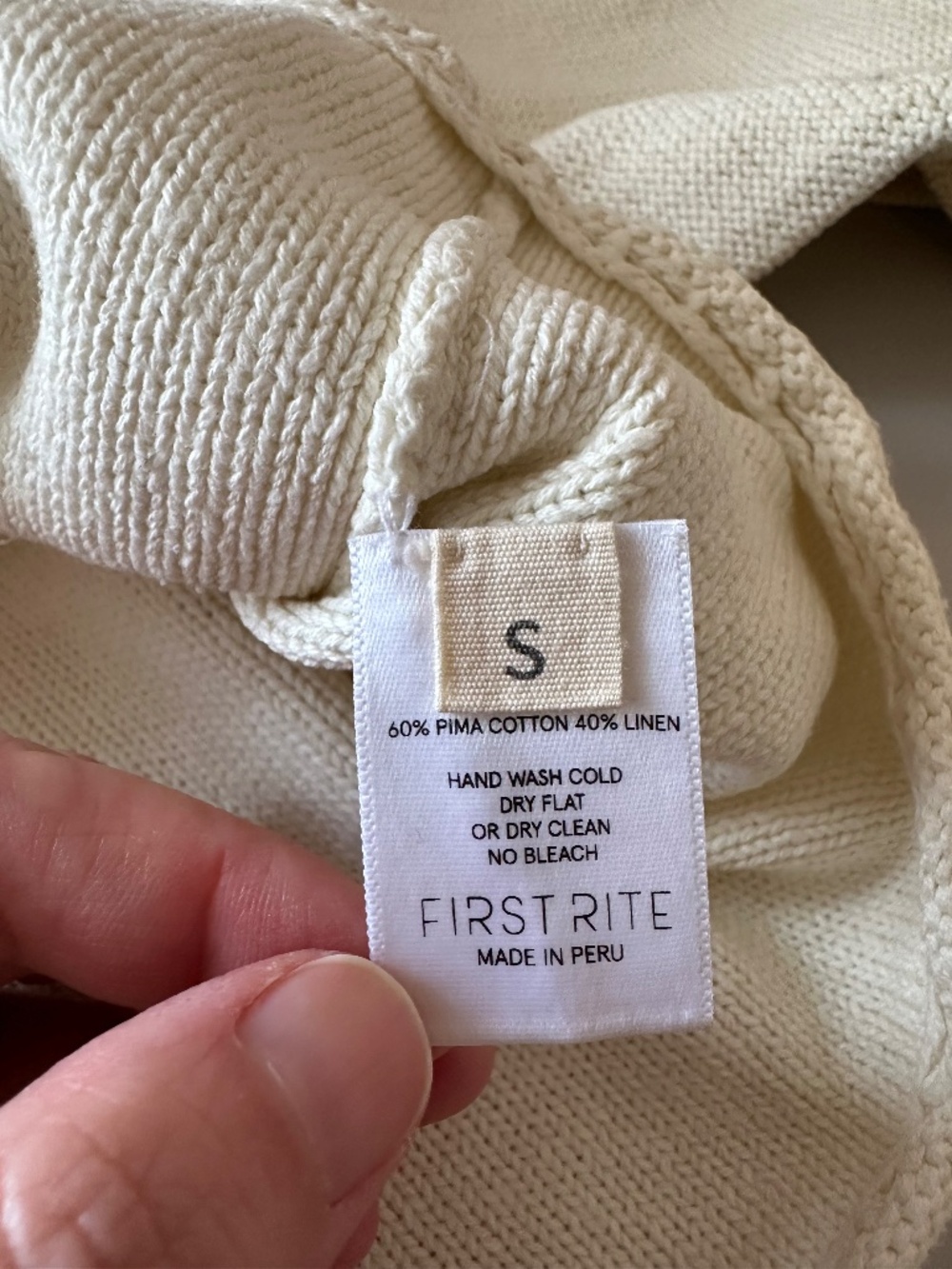 First Rite Cotton and Linen Crop Pullover Sweater in Natural | Size Small - Picture 6 of 8